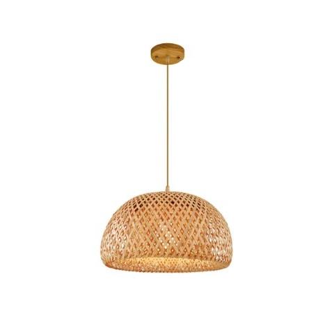 Lustre en rotin demi globe