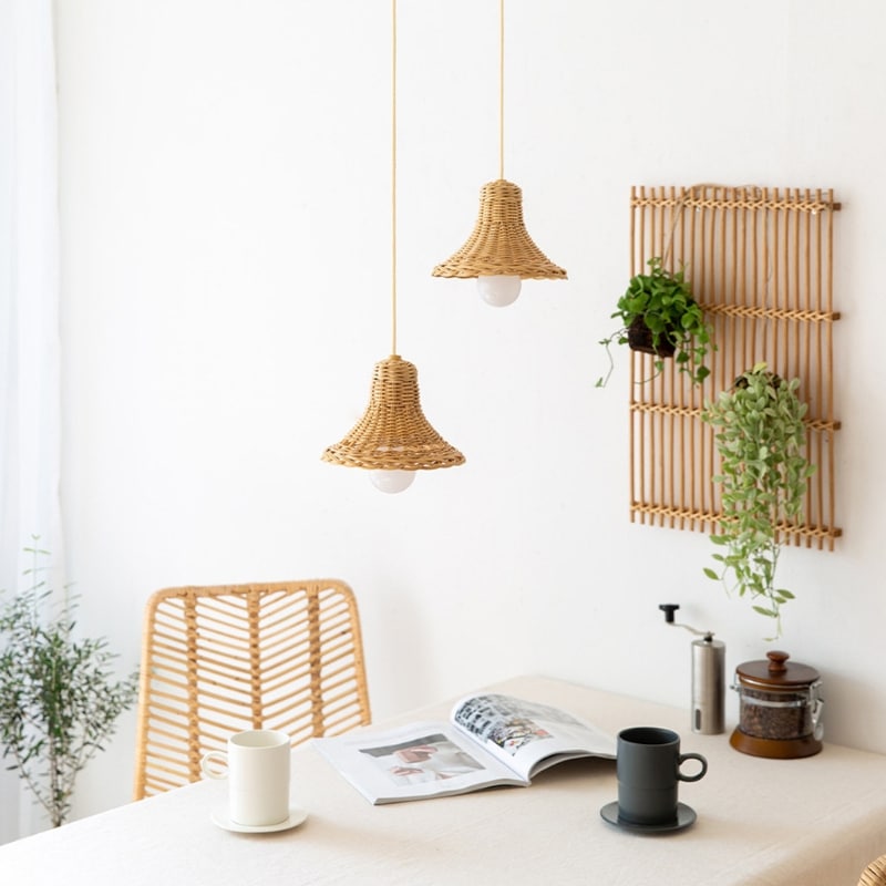 Lustre suspendu en rotin chinois style antique