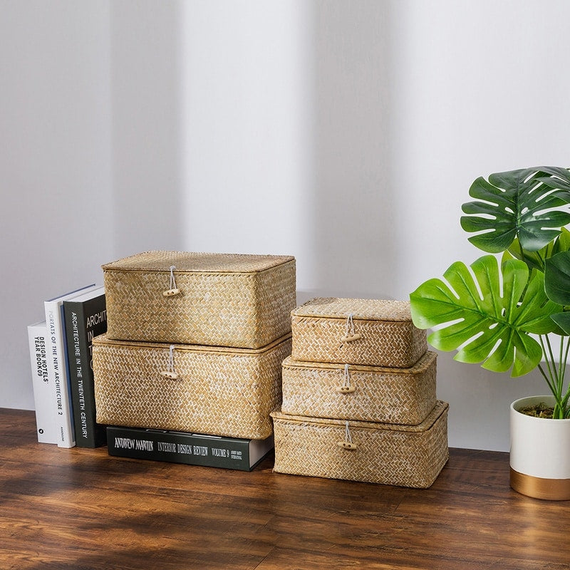Malle multifonctions 5 formats en rotin blanc