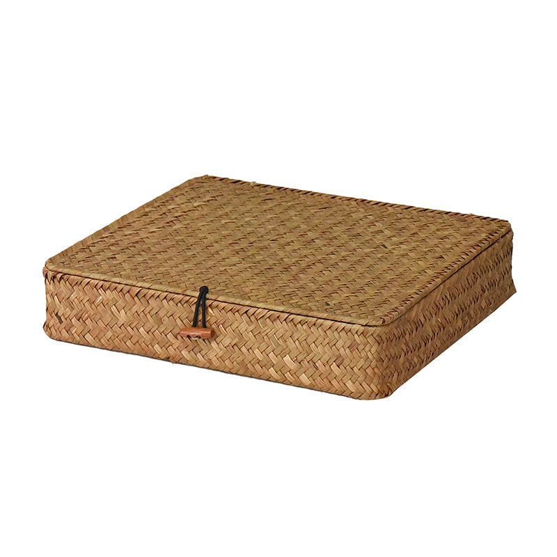 Malle plate en rotin naturel clair