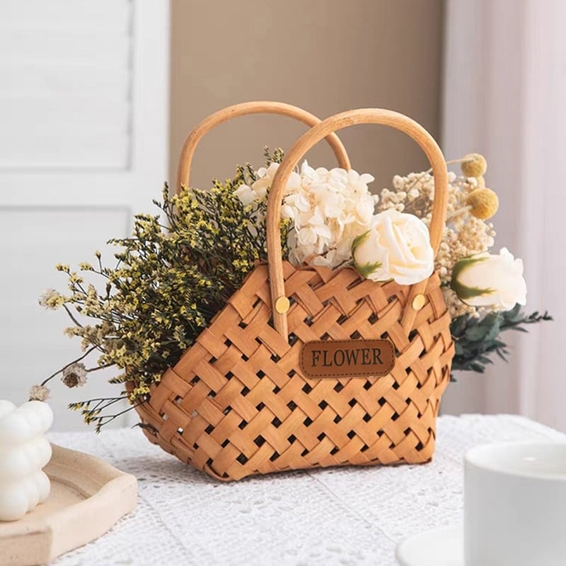 Mini panier à fleurs tissé