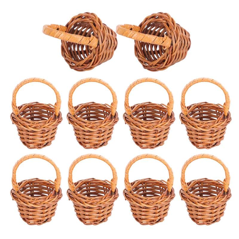Mini panier de fleurs tissé à la main, 10 pièces