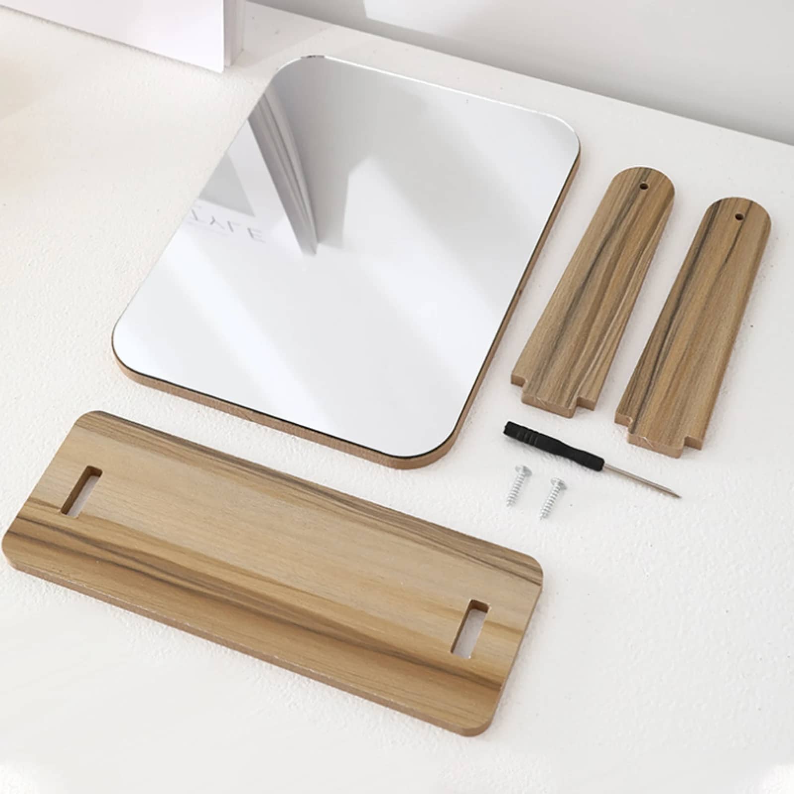Miroir Bambou Rectangulaire et Rotatif avec Base