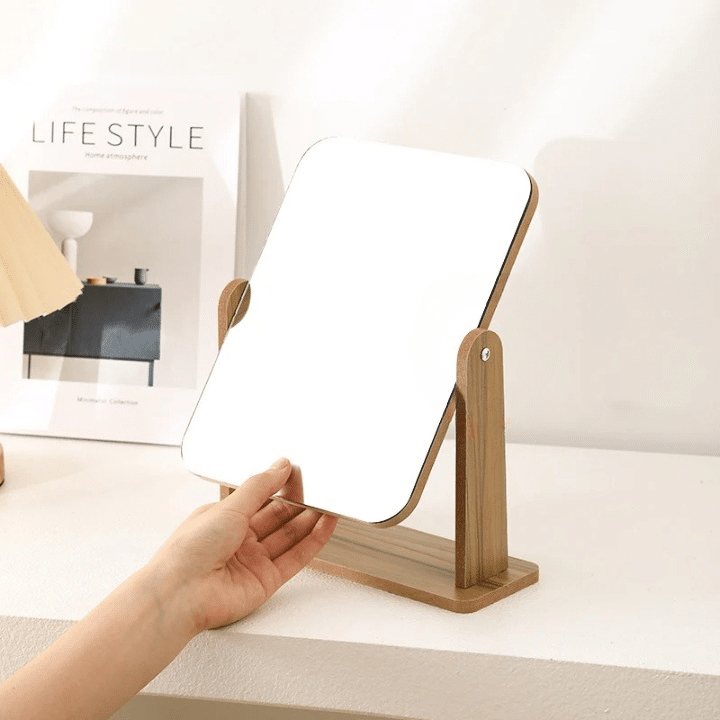 Miroir Bambou Rectangulaire et Rotatif avec Base