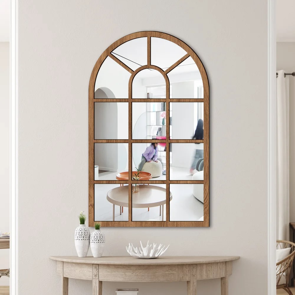 Miroir Bois Mural Style Fausse Fenêtre