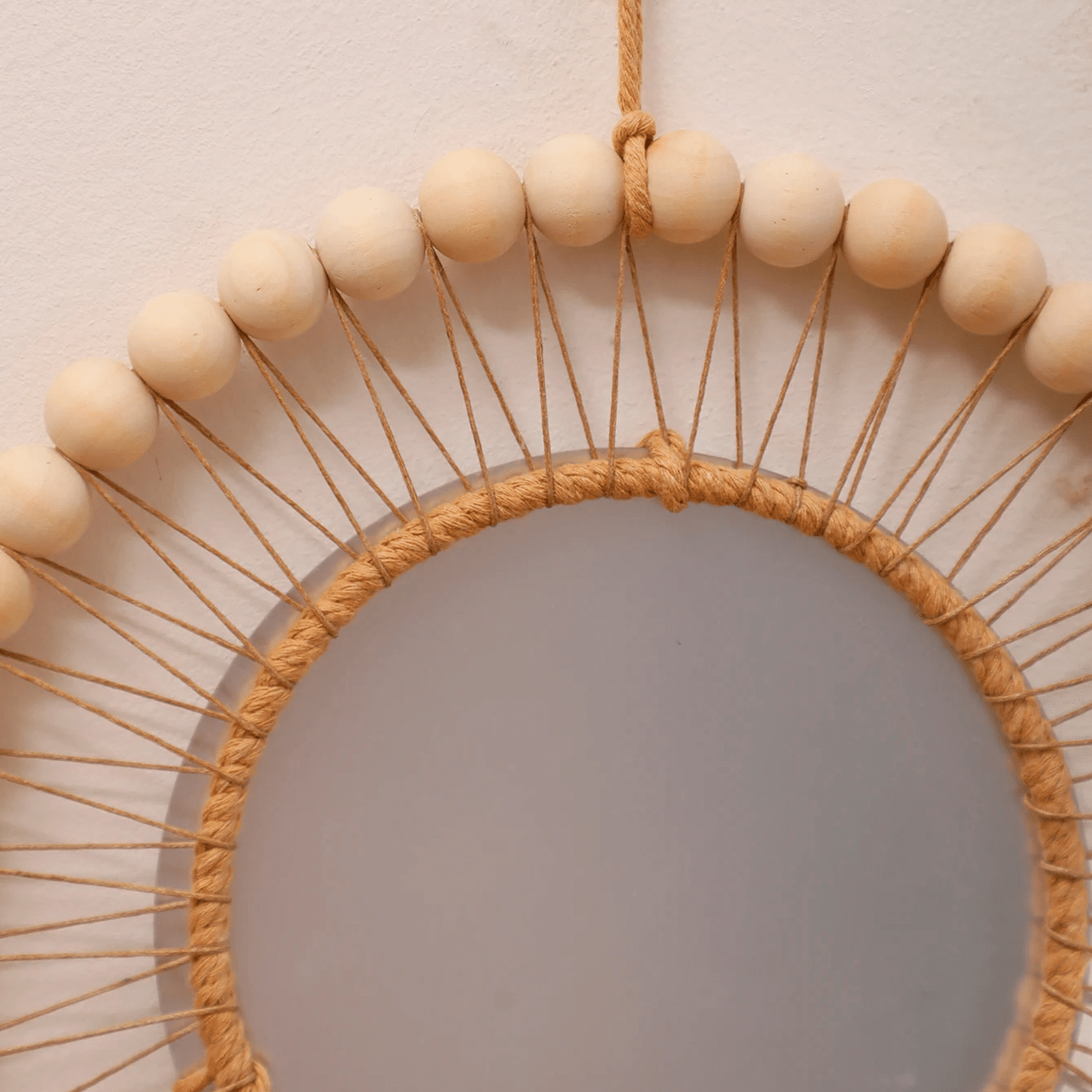 Miroir Bois avec Perles Style Attrape-Rêves