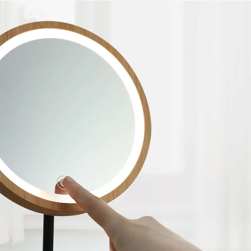Miroir Bois Rotatif et Tactile à LED