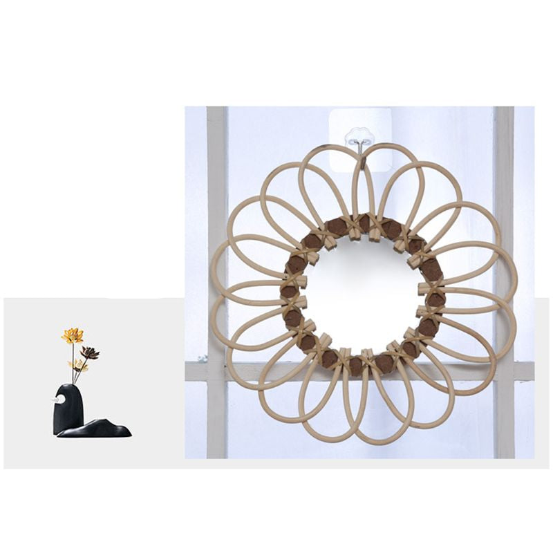 Miroir fleur ronde en rotin