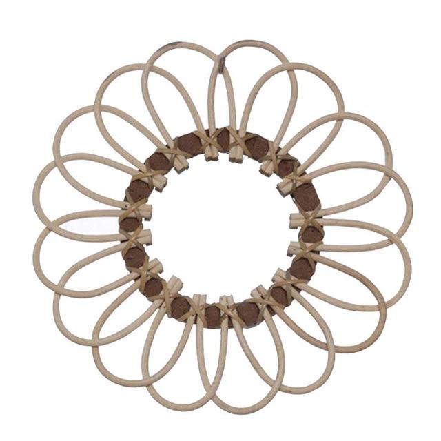 Miroir fleur ronde en rotin