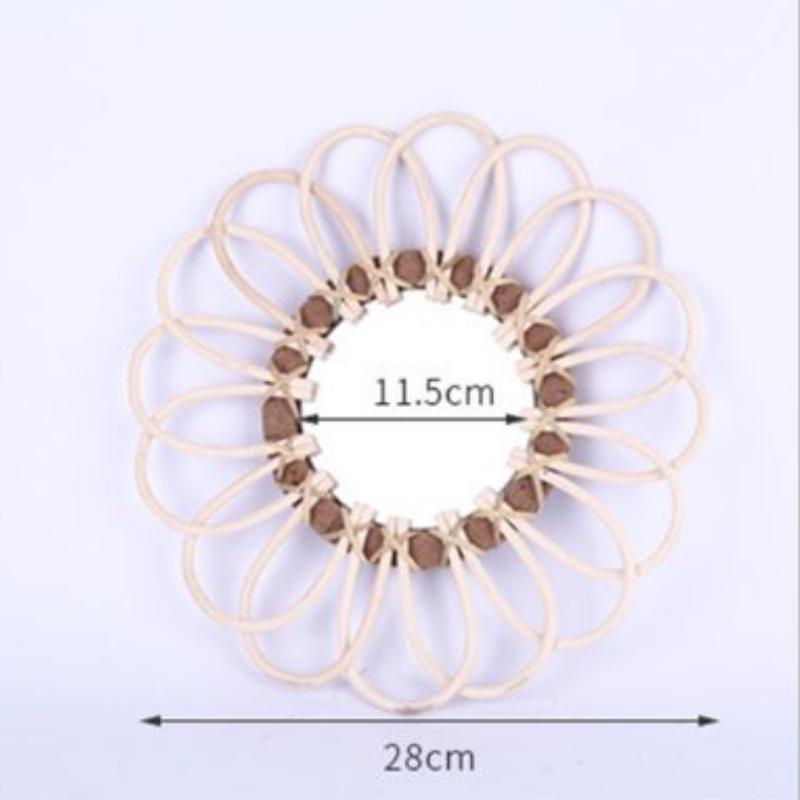 Miroir fleur ronde en rotin