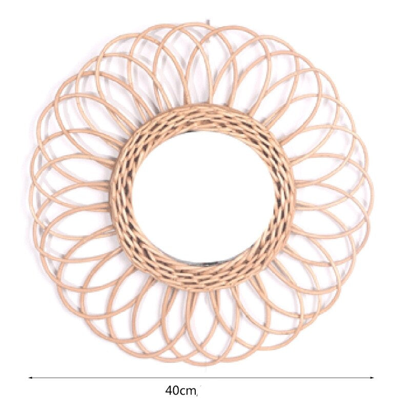 Miroir fleur spirale en rotin