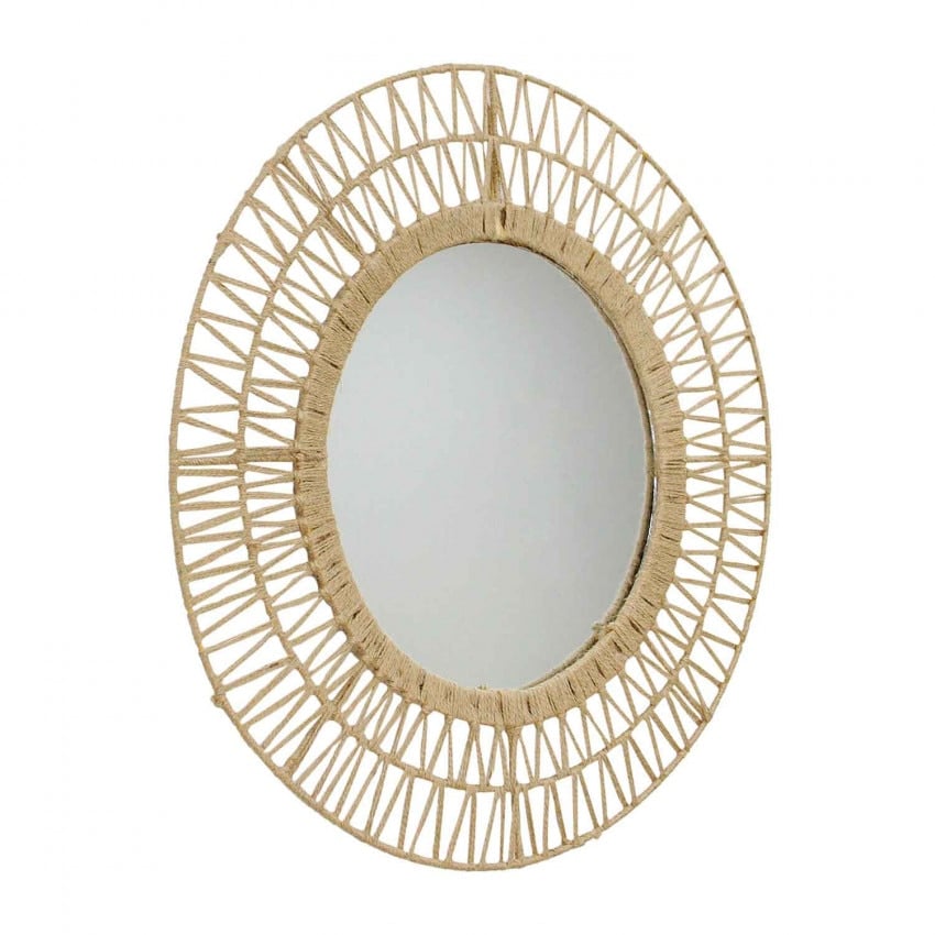 Miroir mural décoratif en rotin couleur naturelle