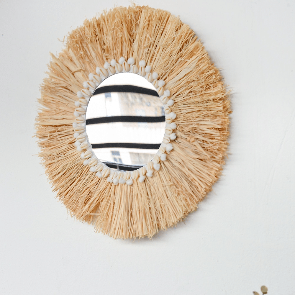 Miroir Mural Rond en Bois