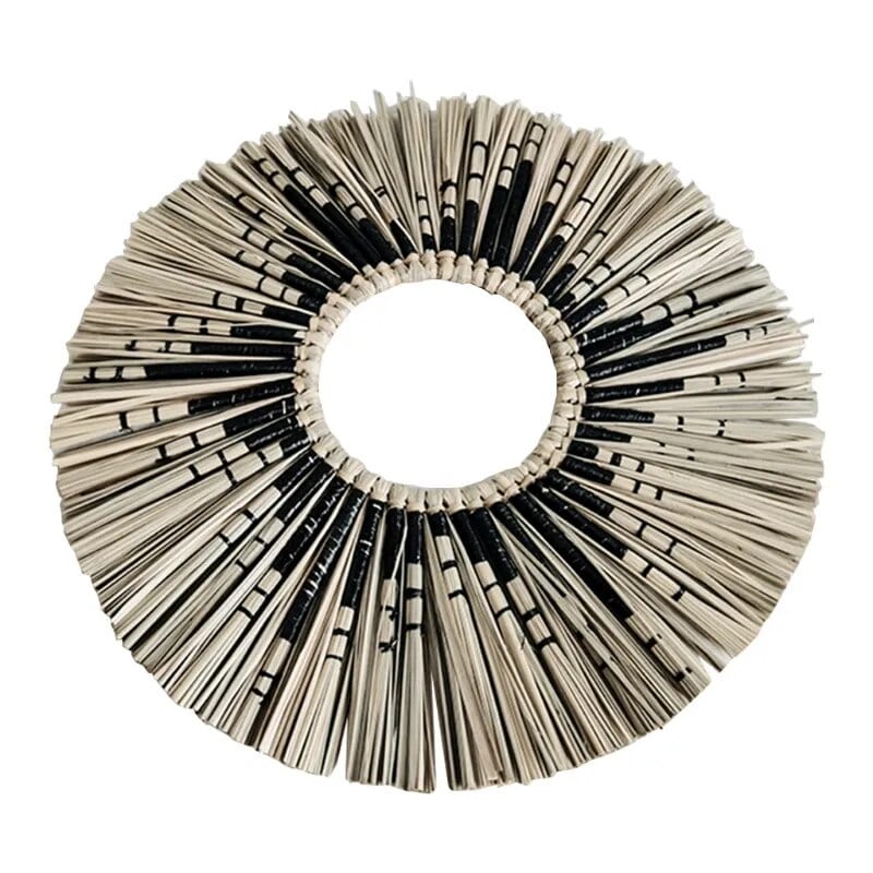 Miroir Mural Rond en Paille