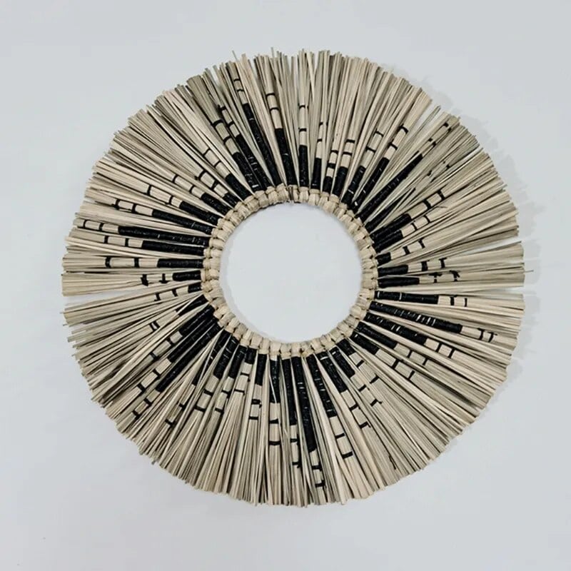 Miroir Mural Rond en Paille