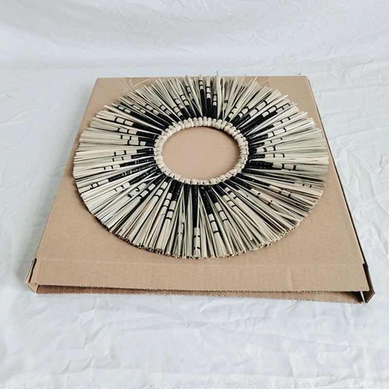 Miroir Mural Rond en Paille