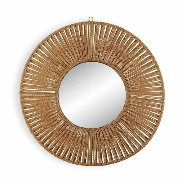 Miroir rond en rotin style soleil