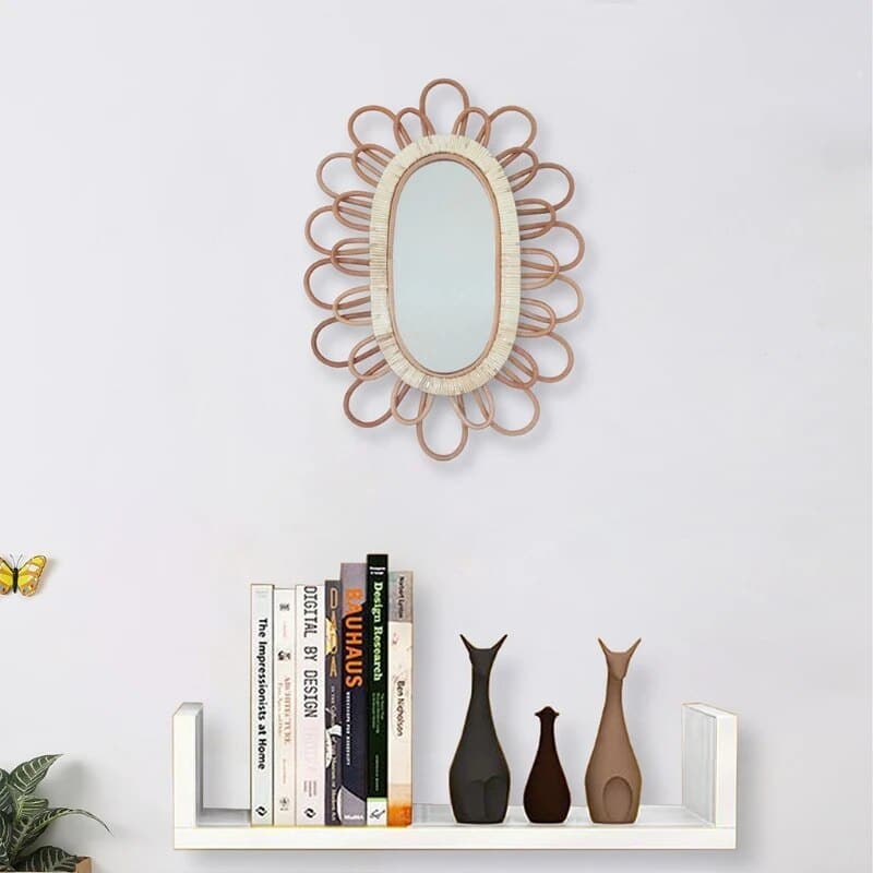 Miroir Rotin Mural de Forme Ovale