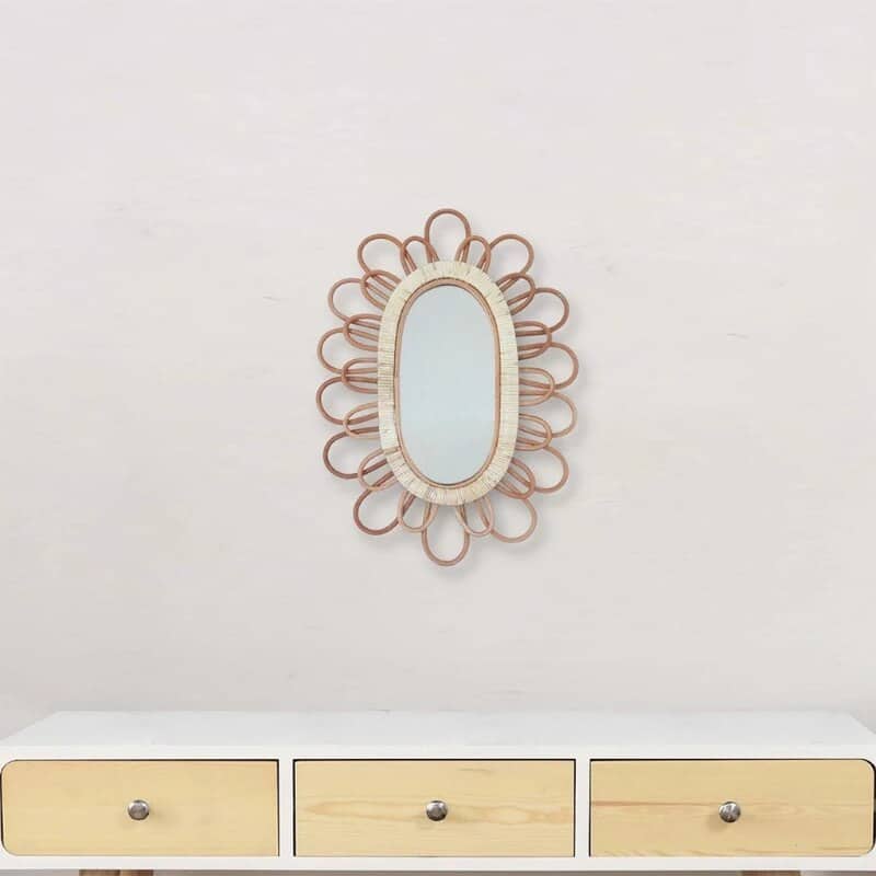 Miroir Rotin Mural de Forme Ovale
