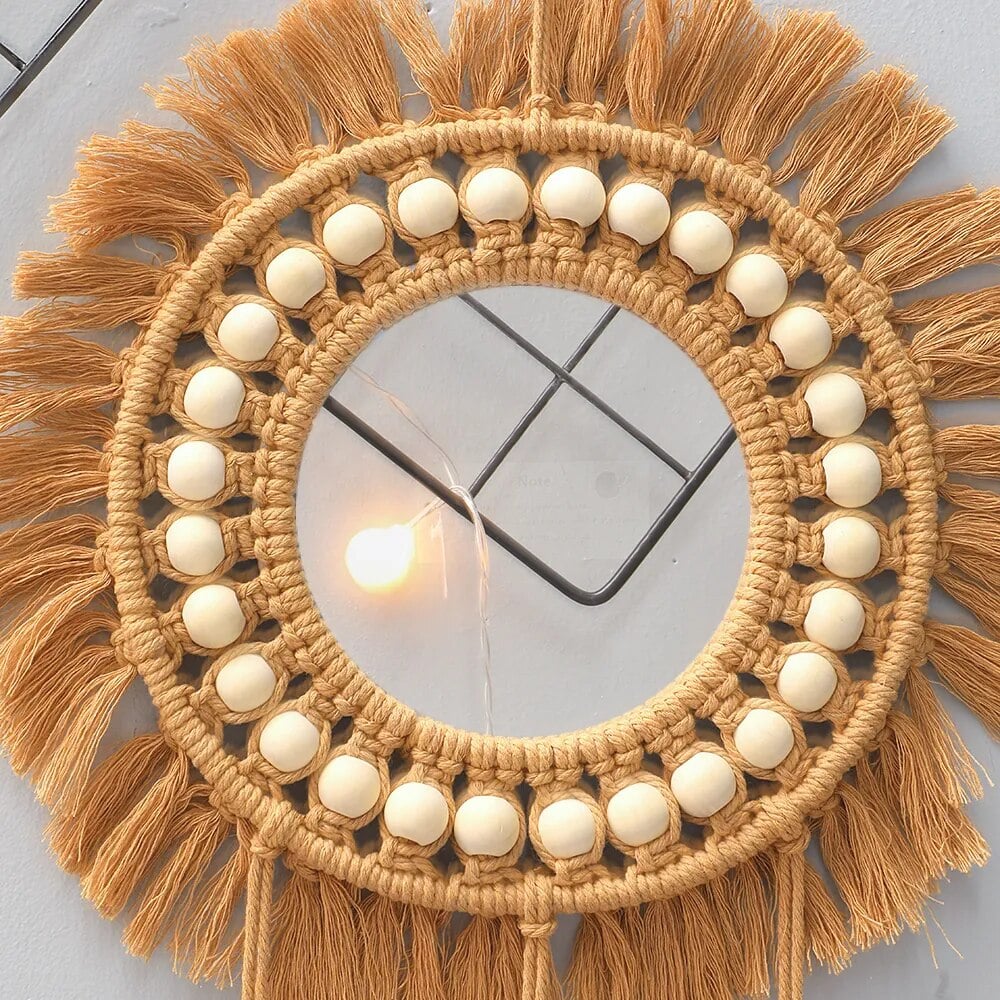 Miroir Rural en Macramé de Coton
