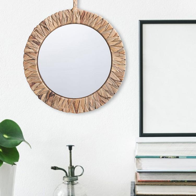 Miroir soleil en rotin naturel