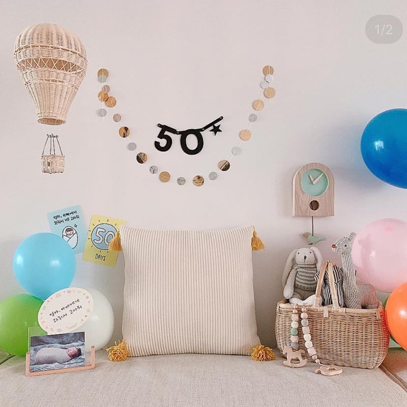 Montgolfière en rotin tissé à la main pour bébé