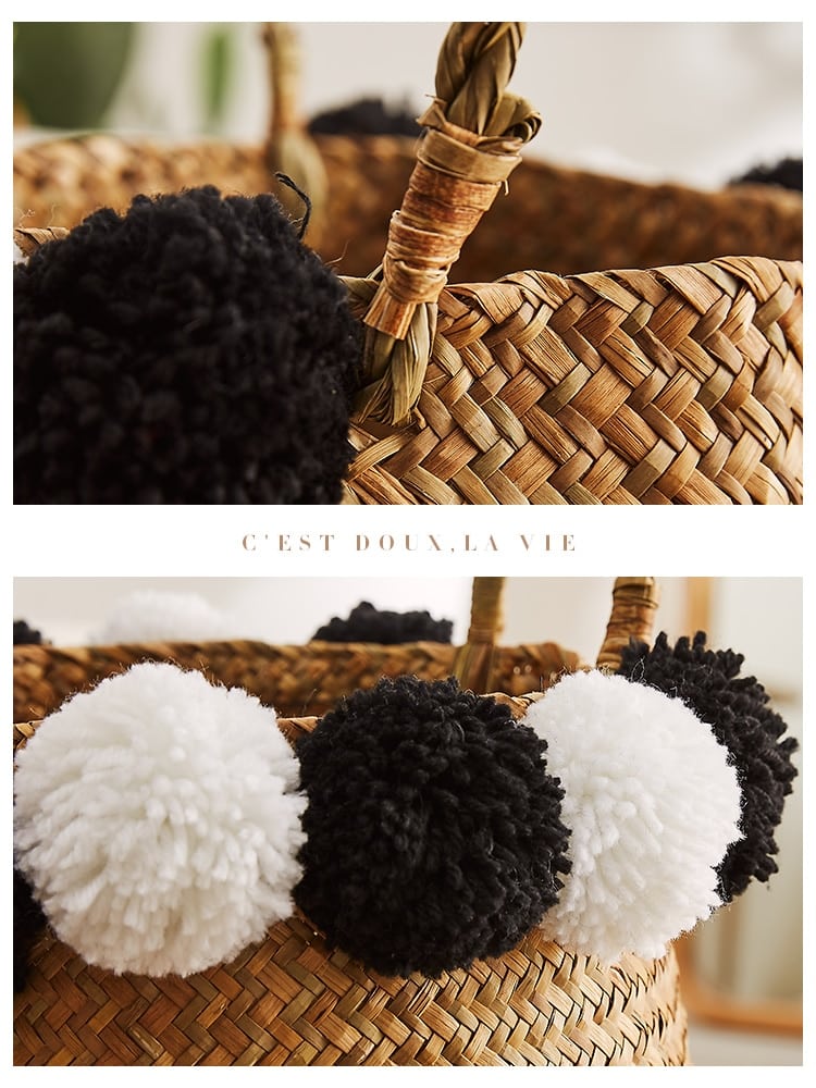 Panier à fleurs ou à rangement en rotin noir