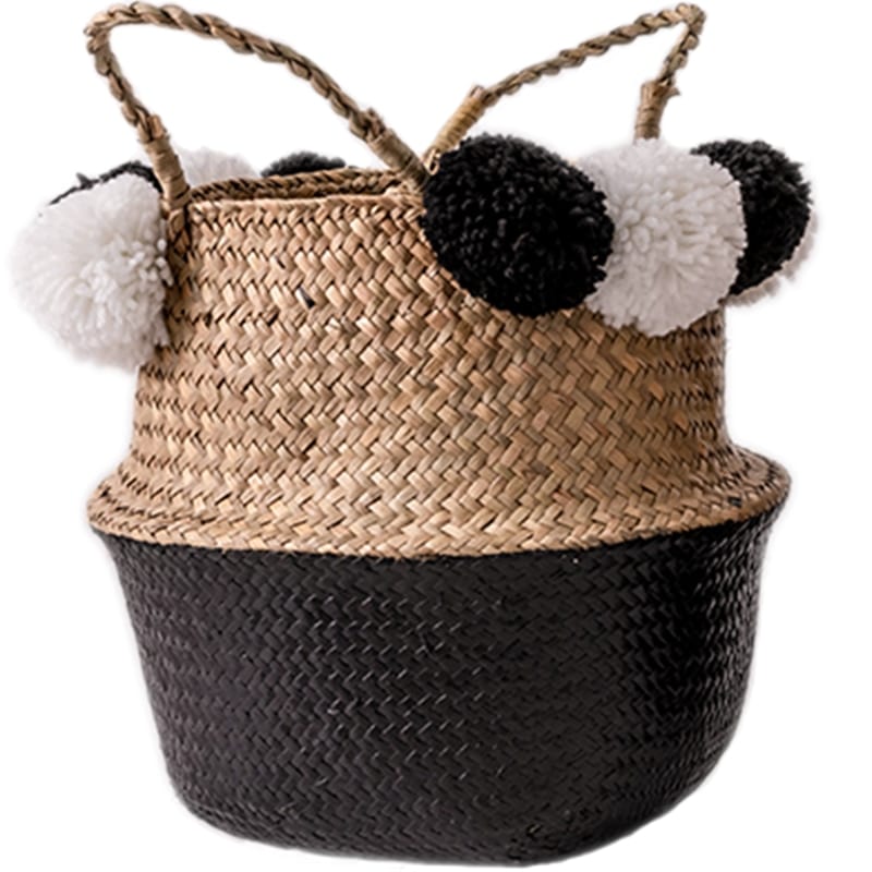 Panier à fleurs ou à rangement en rotin noir