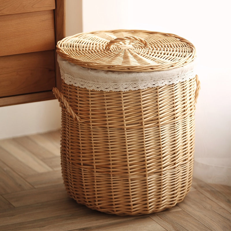Panier à linge avec couvercle et poignées