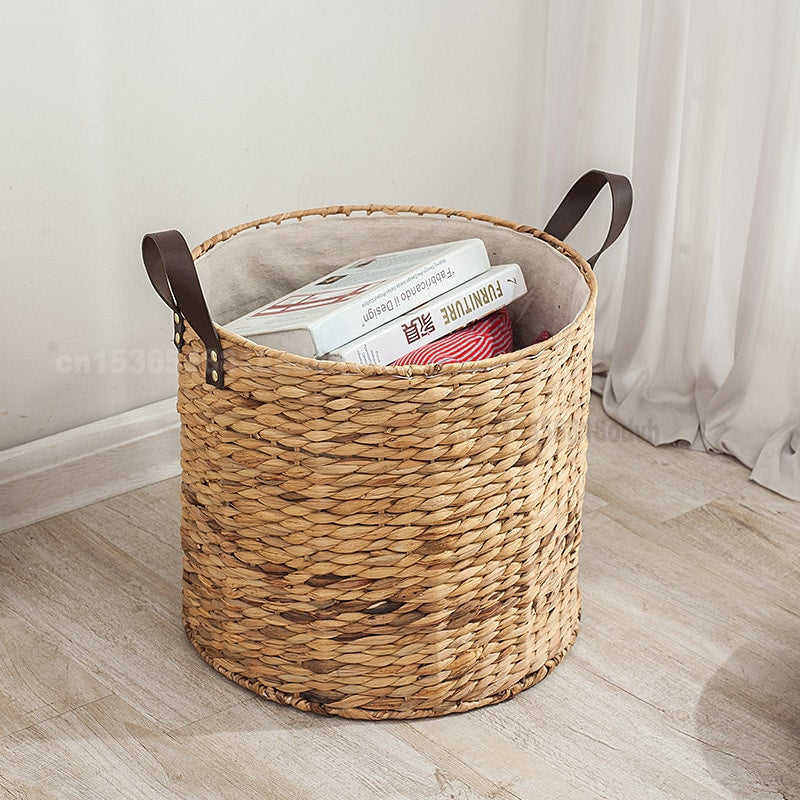 Panier à linge en rotin avec poignées
