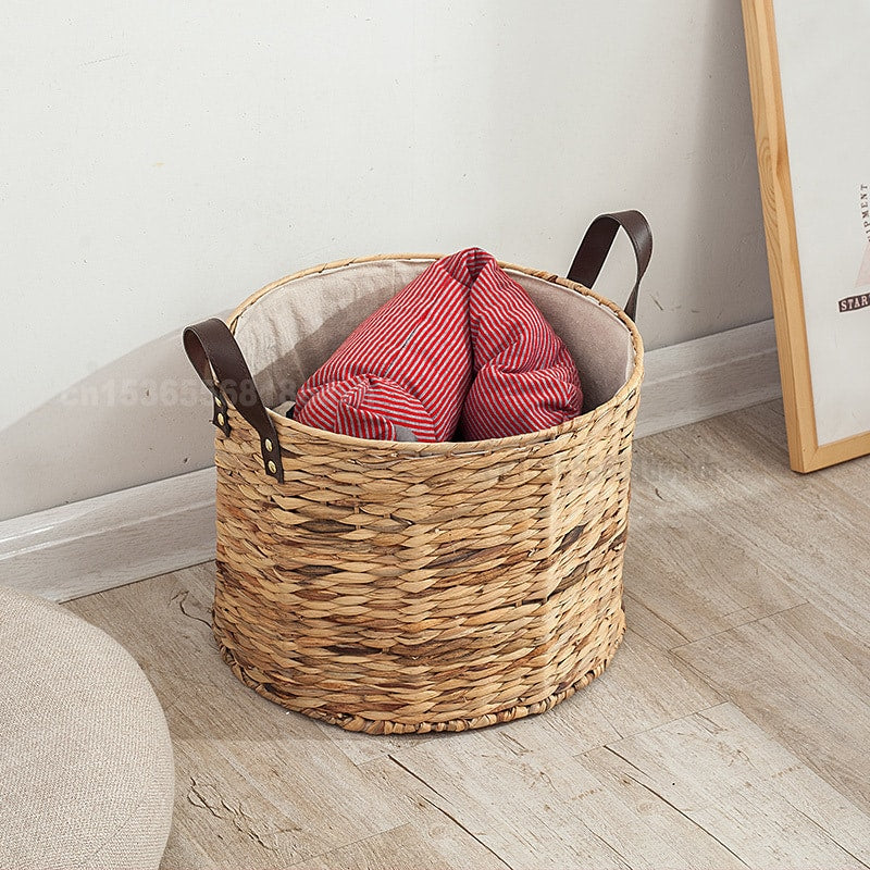 Panier à linge en rotin avec poignées