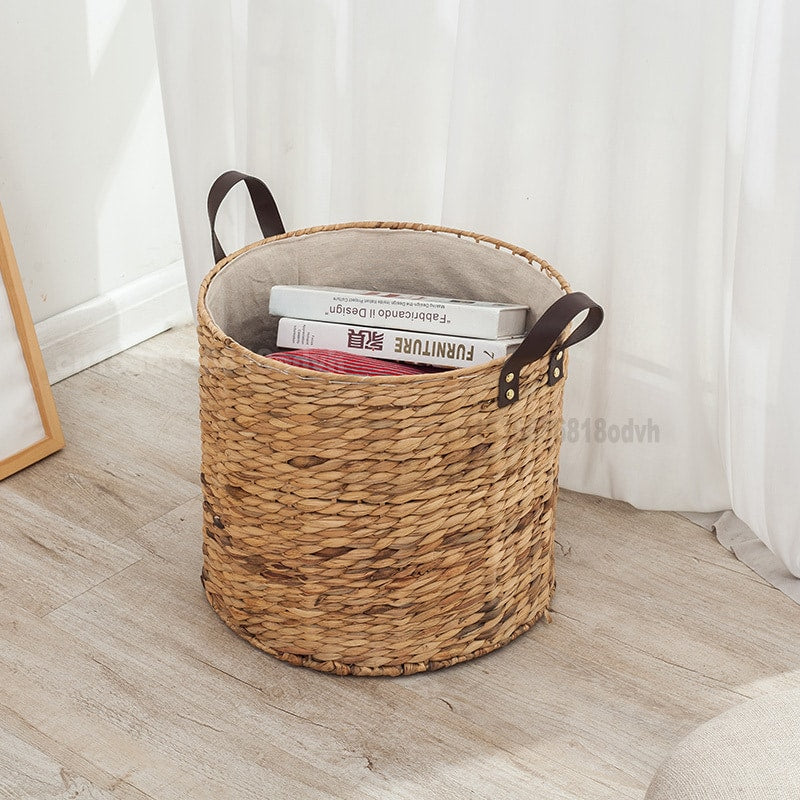 Panier à linge en rotin avec poignées