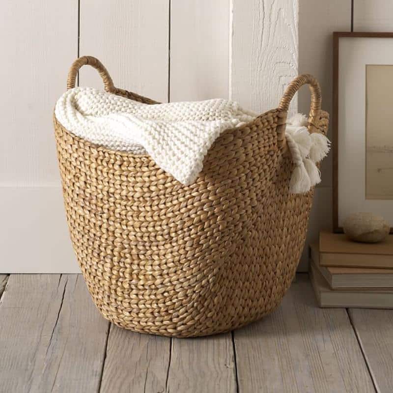 Panier à linge en rotin naturel avec poignées