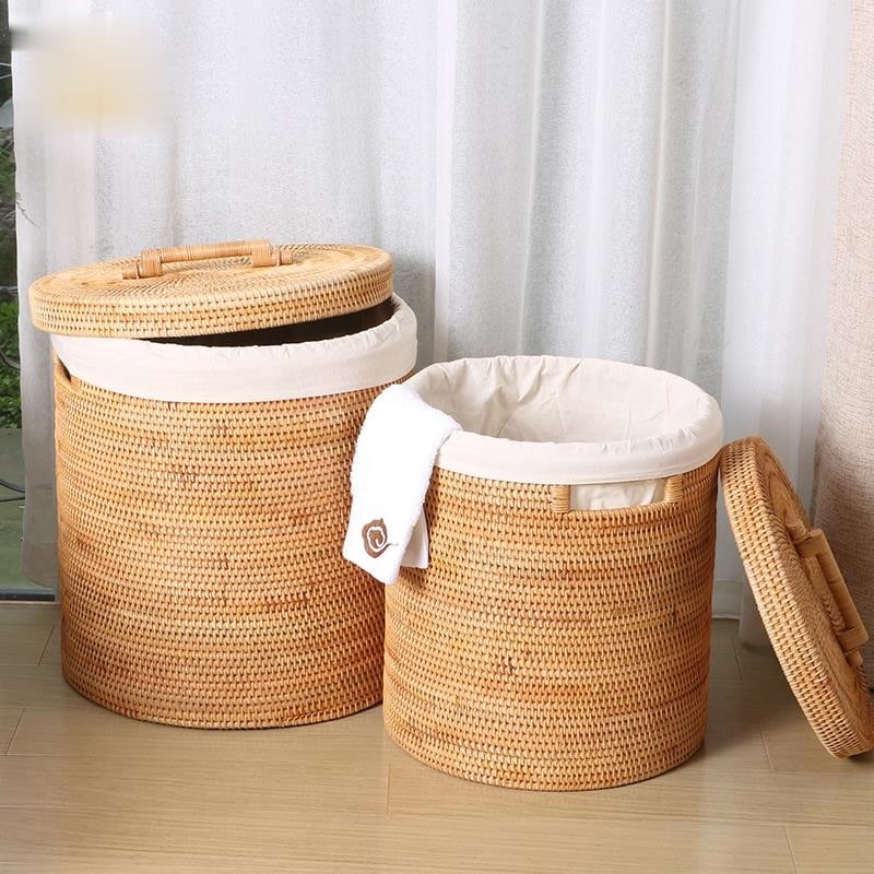Panier à linge moderne en rotin