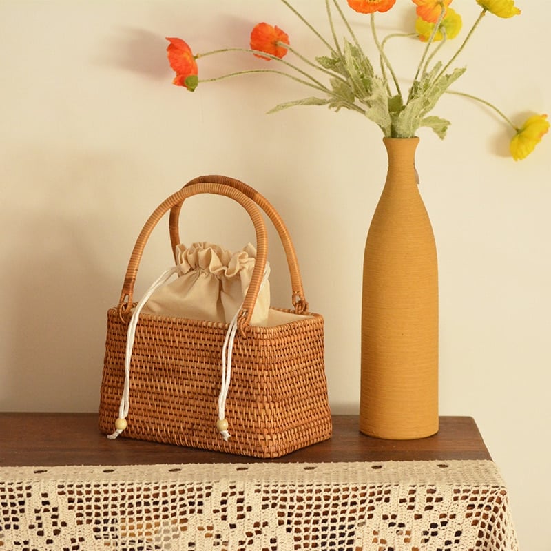 Panier À Main vintage en rotin