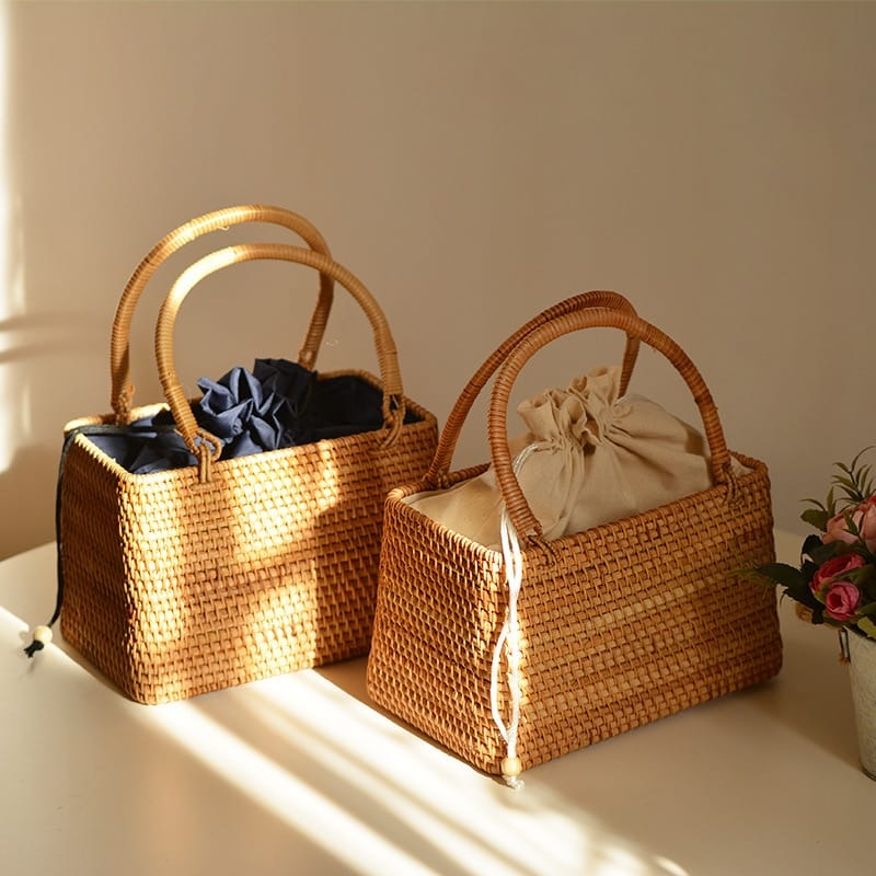Panier À Main vintage en rotin