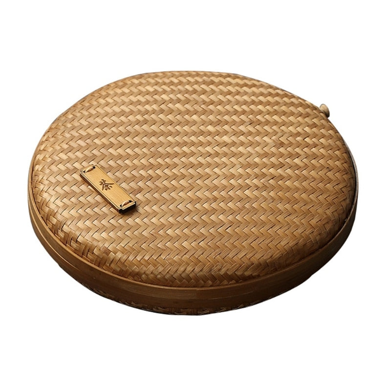 Panier à thé en rotin fait à la main avec couvercle