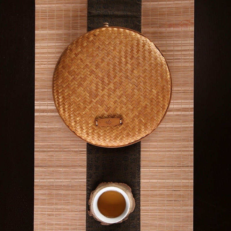 Panier à thé en rotin fait à la main avec couvercle