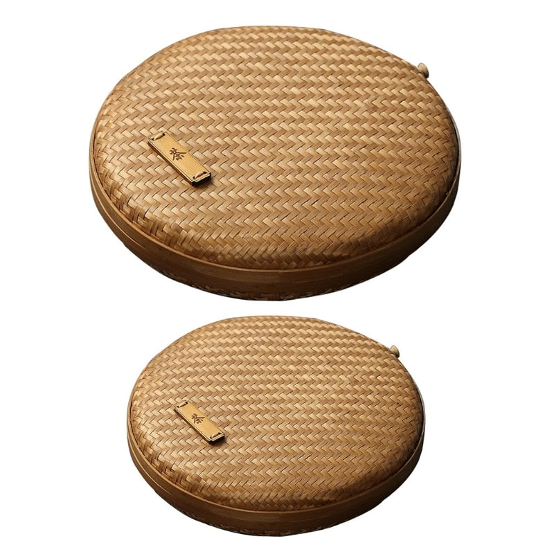 Panier à thé en rotin fait à la main avec couvercle