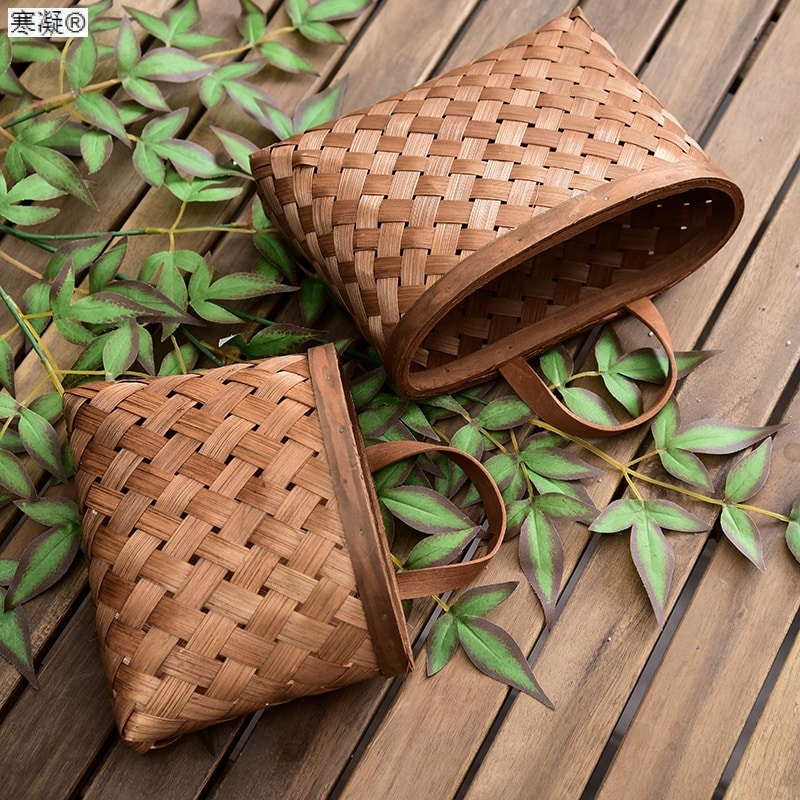 Panier de fleurs rectangulaire en bambou de style pastoral