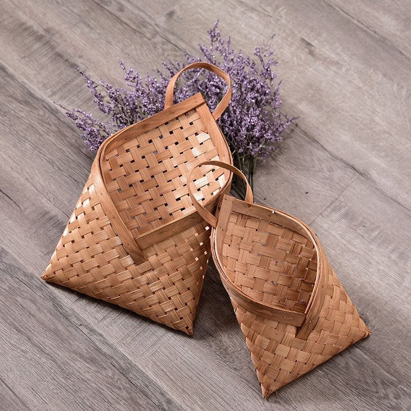 Panier de fleurs en bambou de style pastoral