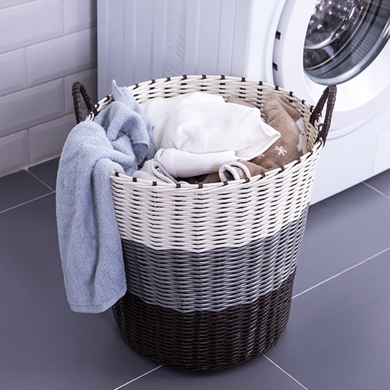 Panier de rangement à linge en rotin pliable