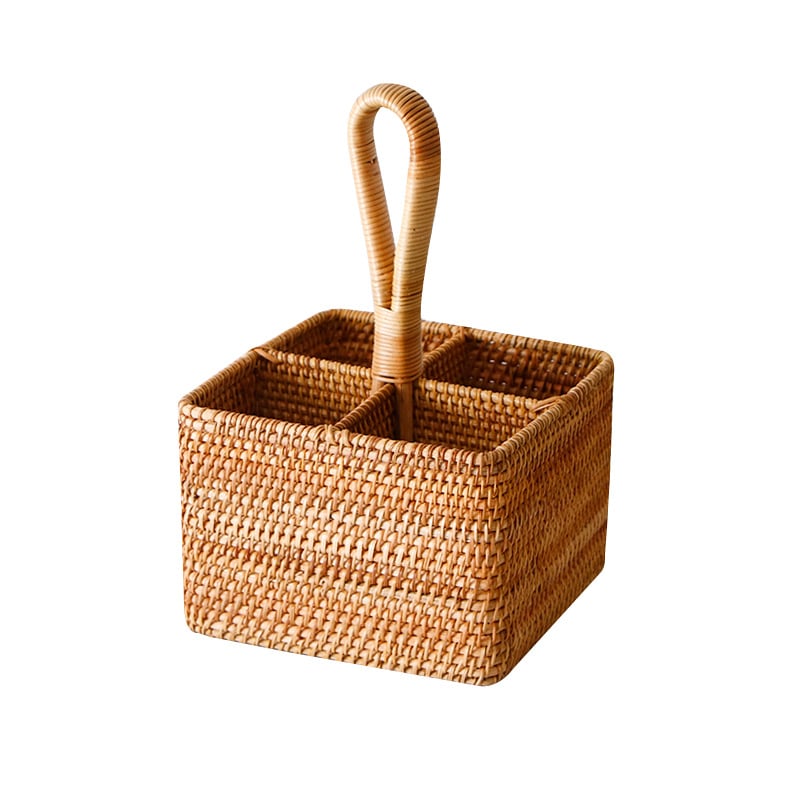 Panier de rangement en rotin à grille domestique
