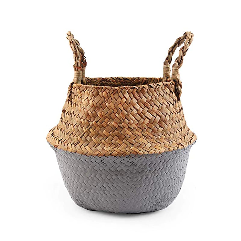 Panier de rangement en rotin style Bohème bicolore