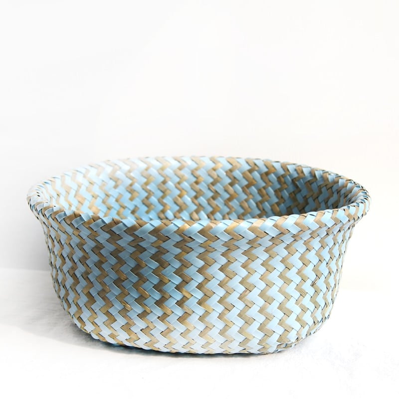 Panier de rangement en rotin style Bohème rayé