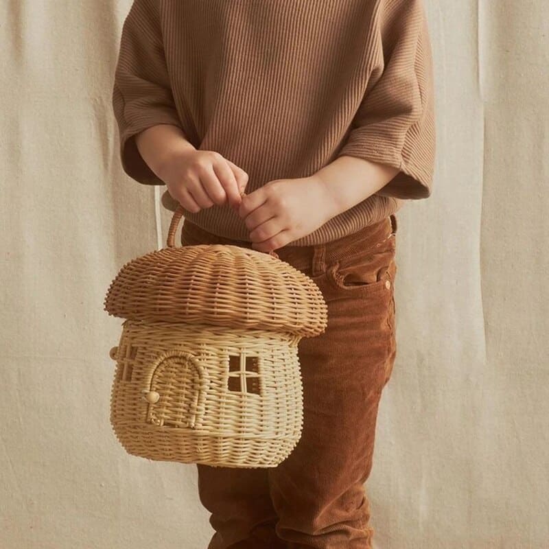 Panier de rangement en rotin tissé à la main
