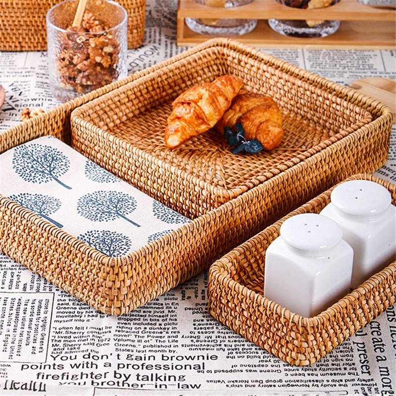 Panier de rangement en rotin tissé à la main