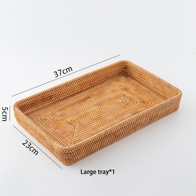 Panier de rangement en rotin tissé à la main