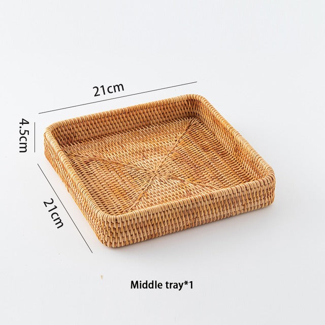 Panier de rangement en rotin tissé à la main