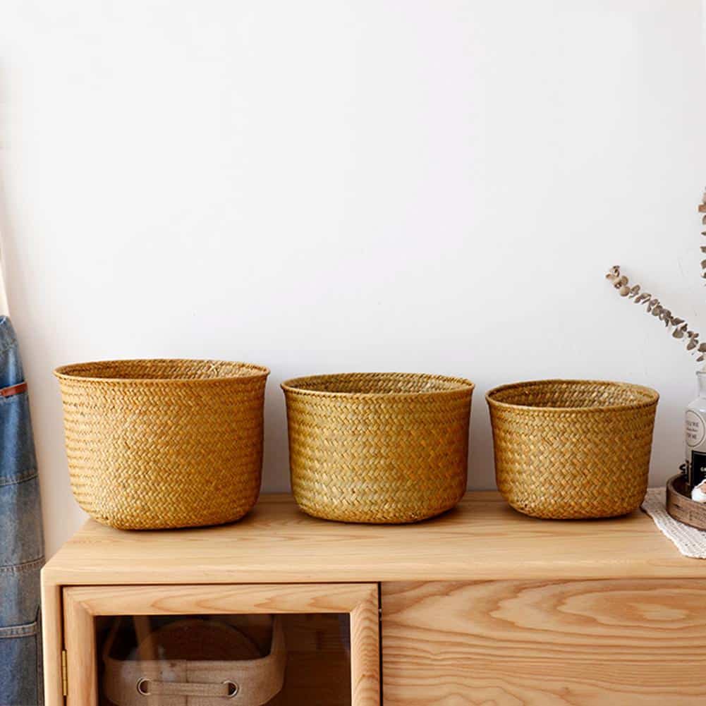 Panier de rangement en rotin tissé à la main